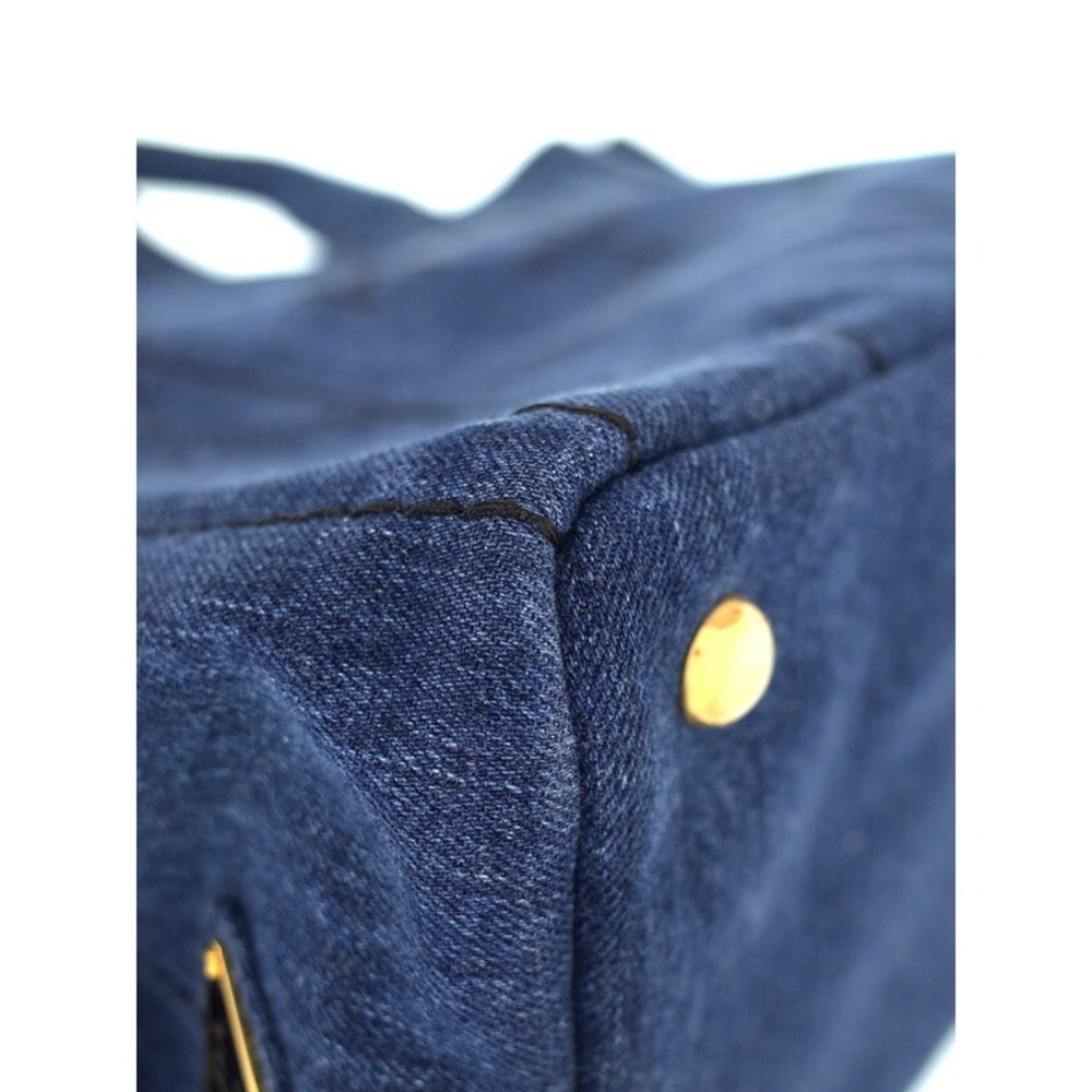 Prada Tote Denim Canapa 2way Convertible Shoulder Bag Blue - Picture 4 of 9